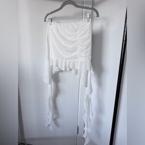 White Asymmetrical Mini Skirt
